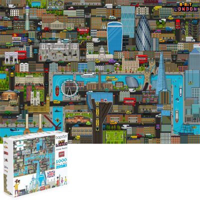bopster London 8-bit Pixel Jigsaw Puzzle - 1000 pièces - Cadeau et souvenir de Londres