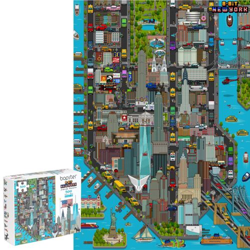 bopster 8-bit Pixel Jigsaw Puzzle NEW YORK - 500 Piece - New York Gift and Souvenir