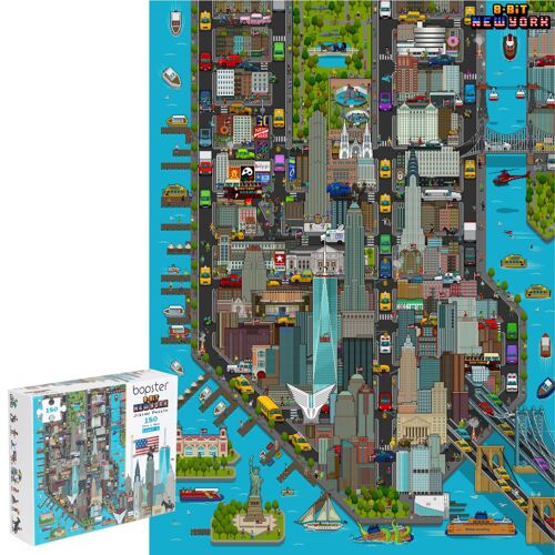 bopster 8-bit Pixel Jigsaw Puzzle NEW YORK - 180 Piece - New York Gift and Souvenir