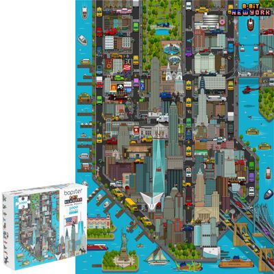 bopster 8-bit Pixel Jigsaw Puzzle NEW YORK - 1000 Piece - New York Gift and Souvenir