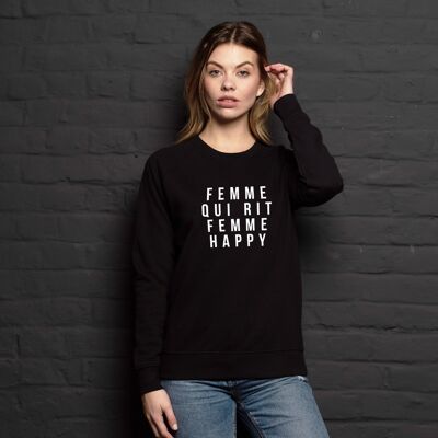 Sweatshirt "Woman who laughs woman happy" - Woman - Color Black