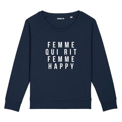 Sweatshirt "Woman who laughs woman happy" - Women - Color Navy Blue