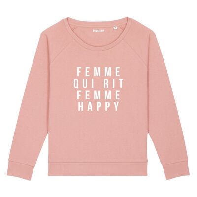 Sweatshirt "Woman who laughs woman happy" - Woman - Color Canyon pink