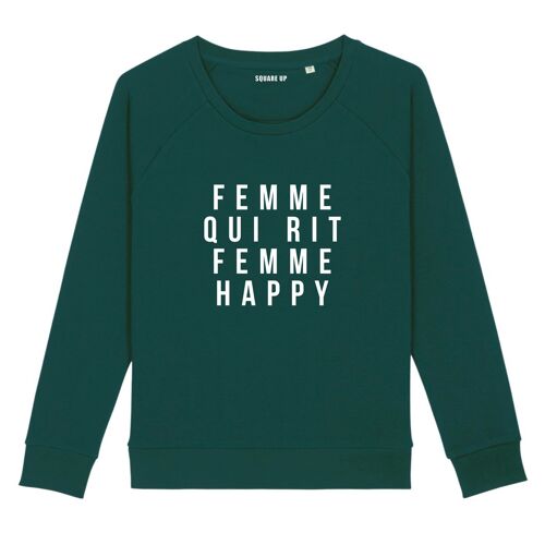 Sweat "Femme qui rit femme happy" - Femme - Couleur Vert Bouteille