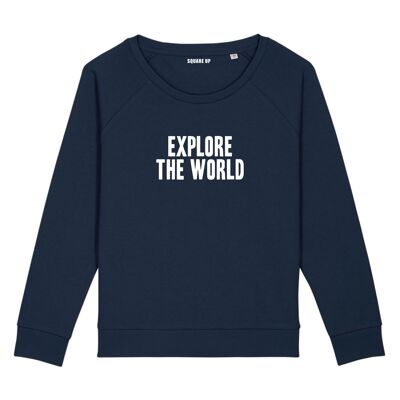 Sweatshirt "Explore the world" - Woman - Color Navy Blue