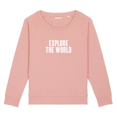 Sudadera "Explora el mundo" - Mujer - Color Rosa cañón