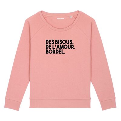 Sweatshirt "Küsse. Liebe. Bordell." - Damen - Farbe Canyon pink