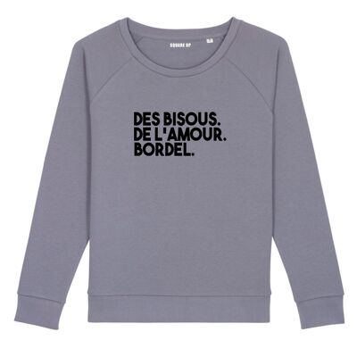 Sweatshirt "Küsse. Liebe. Bordell." - Frau - Farbe Lavendel