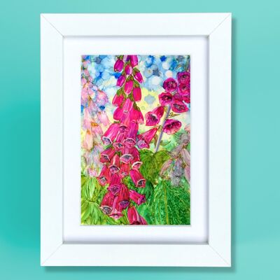 Foxgloves - small framed print