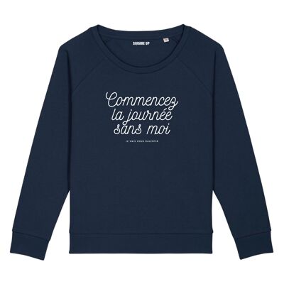 Sweatshirt "Start the day without me" - Woman - Color Navy Blue