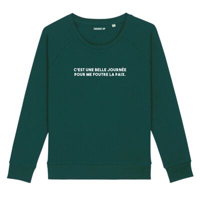 Sudadera "It's a beautiful day" - Mujer - Color Verde Botella