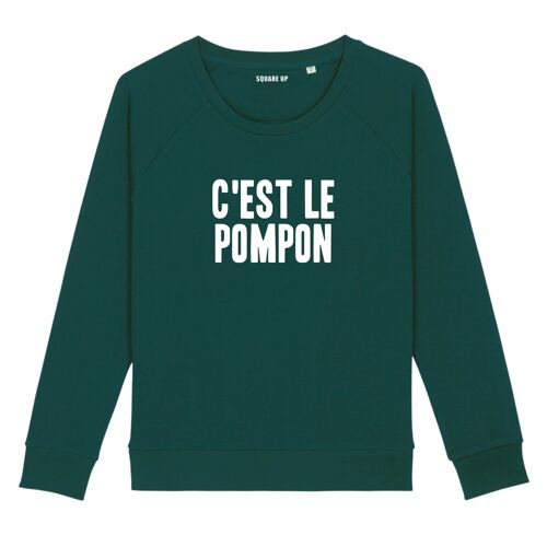 Sweat "C'est le pompon" - Femme - Couleur Vert Bouteille