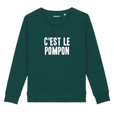 Sweat "C'est le pompon" - Femme - Couleur Vert Bouteille