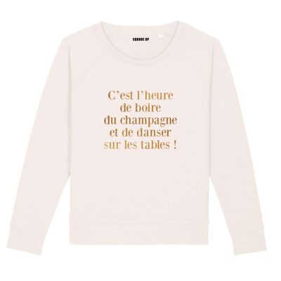 Sweatshirt "It's time to drink champagne" - Farbe Creme