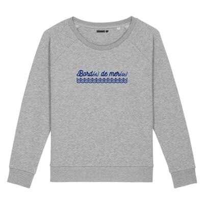 Sweat "Bord(el) de mer(de)" - Femme - Couleur Gris Chiné