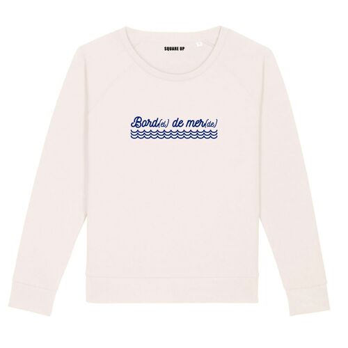 Sweat "Bord(el) de mer(de)" - Femme - Couleur Creme