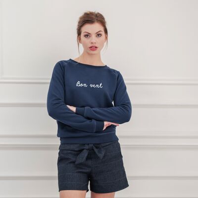 "Bon vent" Sweatshirt - Woman - Color Navy Blue