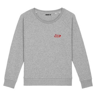 Sweat "Bisou Français" - Femme - Couleur Gris Chiné