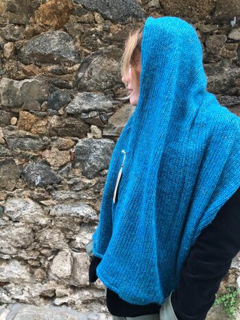 PONCHO BOHO STYLE bleu pétrole 2