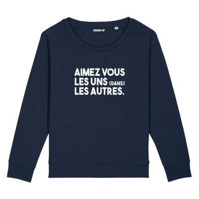 Sweatshirt "Love (in) each other" - Woman - Color Navy Blue