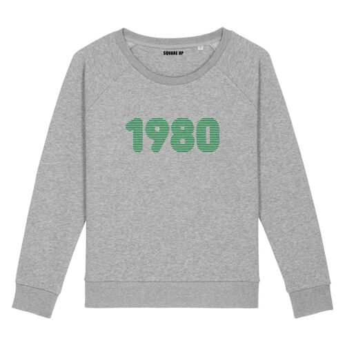 Sweat "1980" - Femme - Couleur Gris Chiné