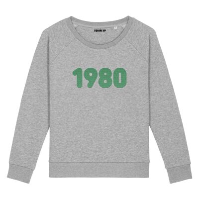 Sweatshirt "1980" - Damen - Grau meliert