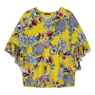 Iina blouse, yellow floral pattern