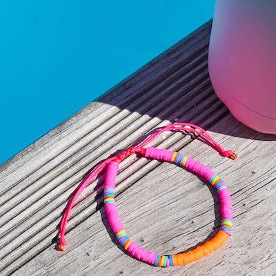 Heishi Bracelet STAY WILD bead 4 mm - Pink Orange combination