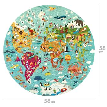 boppi Puzzle rond 150 pièces - Carte du monde BRP004 3