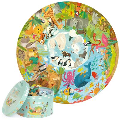 boppi 150 Piece Round Jigsaw Puzzle - Animals Around the World