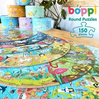 boppi Puzzle rond 150 pièces - Animaux du monde entier 2