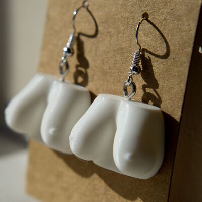 Boob Earrings, Handmade Female Breasts Jewellery - White