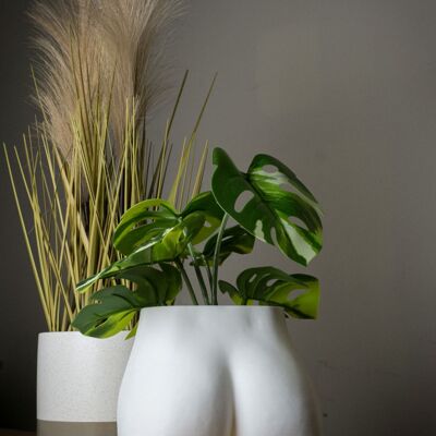 Beute-Pflanzgefäß, Bum-Blumentopf – 3D-bedruckter Kunststoff, weiß groß