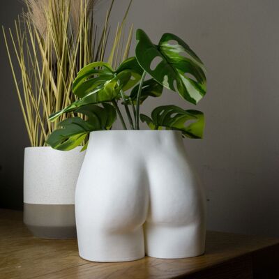 Booty Planter, Bum Plant Pot - 3D Printed Plastic, White Large