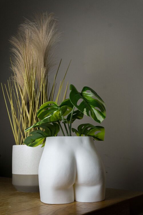 Booty Planter, Bum Plant Pot - 3D Printed Plastic, White Small