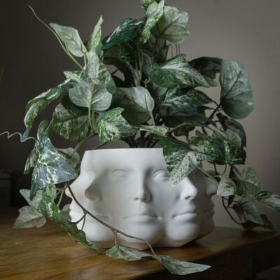 Fioriera multifaccia, vaso per piante faccia -plastica stampata in 3D-bianco