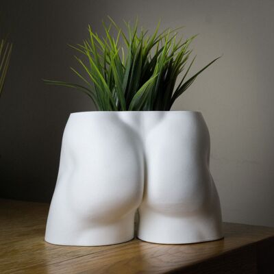 Man Booty Planter, Male Bum Plant Pot - 3D Imprimé PLA Blanc Large