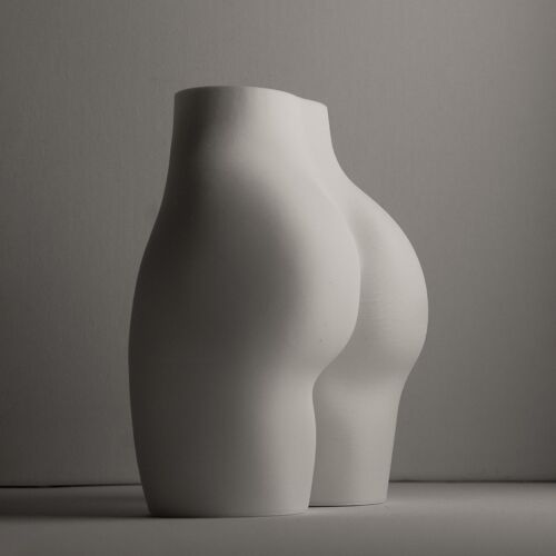 Booty Vase, Female Bum Pampas Pot - 3D Printed Plastic-White Small