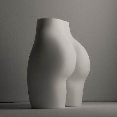 Booty Vase, Female Bum Pampas Pot - 3D Printed Plastic-White Small
