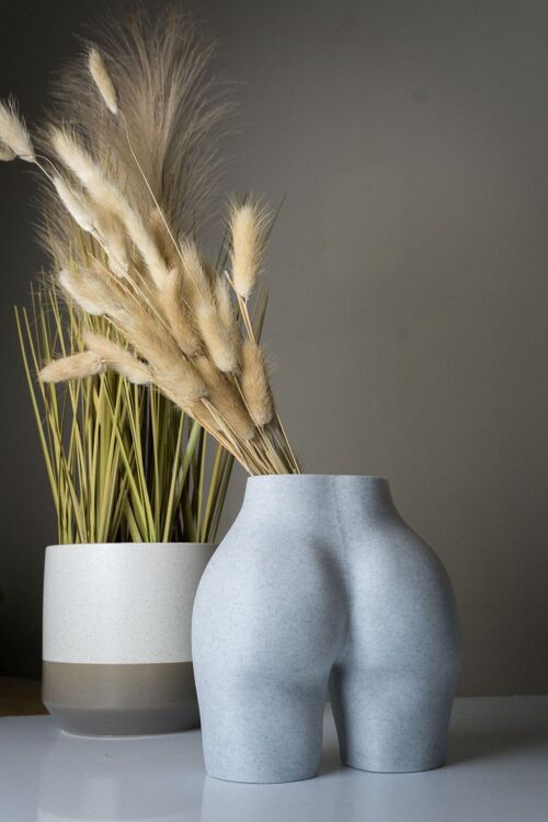 Booty Vase, Female Bum Pampas Pot -3D Printed Plastic-Marble Small
