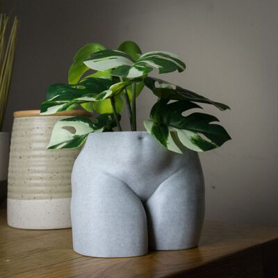 Curvy Woman Booty Planter, Plus Size - 3D Printed, Marble Large
