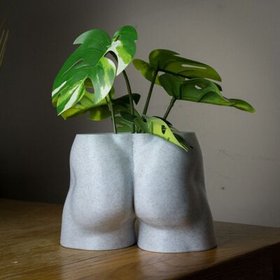 Man Booty Planter, Male Bum Plant Pot -3D Printed PLA Marble Small
