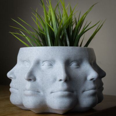 Jardinière multi-faces, pot de plantes de visage - PLA imprimé en 3D, marbre