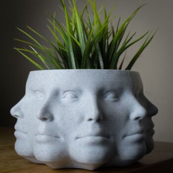 Jardinière multi-faces, pot de plantes de visage - PLA imprimé en 3D, marbre 1