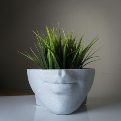 Lippen-Pflanzgefäß, Blumentopf mit Frauengesicht – 3D-gedrucktes PLA, Marmor
