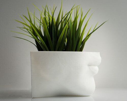 Lips Planter, Woman Face Plant Pot - 3D Printed PLA, White