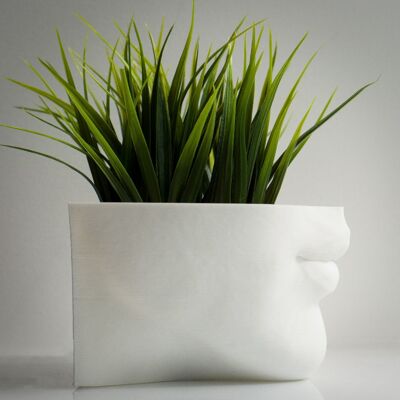 Fioriera per labbra, vaso per piante con volto di donna - PLA stampato in 3D, bianco