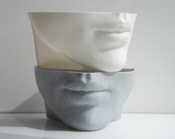 Pot de fleurs pour les lèvres, visage de femme - PLA imprimé en 3D, blanc 3