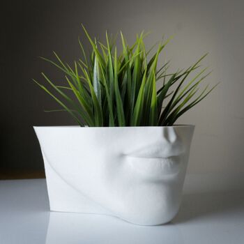 Pot de fleurs pour les lèvres, visage de femme - PLA imprimé en 3D, blanc 6