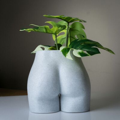 Booty Planter, Bum Plant Pot - 3D Printed Plastic, Marble Small